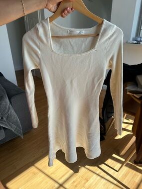 Altar'd State Cream Square-Neck Long Sleeve Knit Tunic